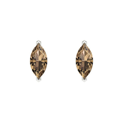 1cttw Marquise Cut Simulated Champagne Diamond Gold-Plated 925 Silver Push Back Stud Earrings