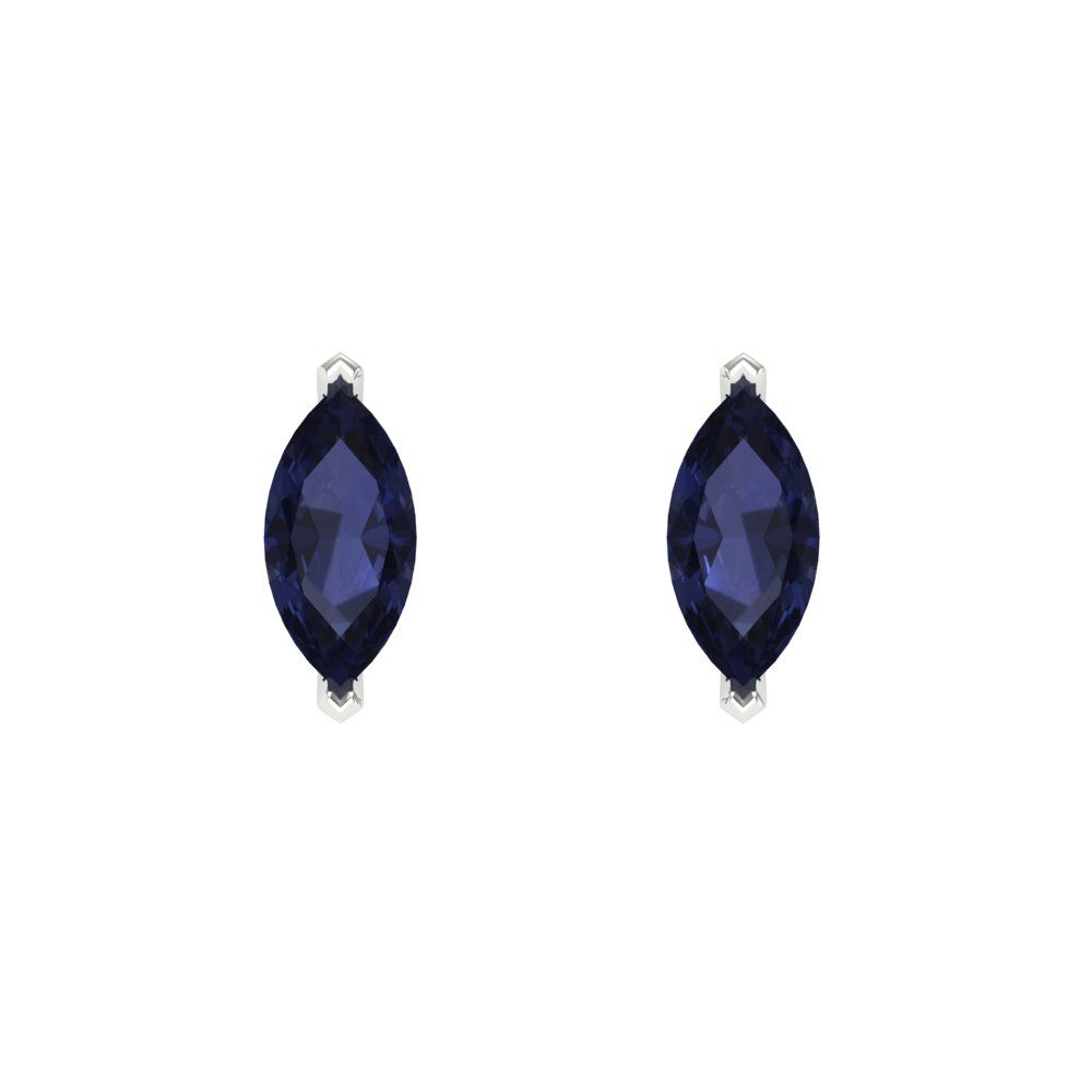 1cttw Marquise Cut Simulated Blue Sapphire Gold-Plated 925 Silver Push Back Stud Earrings