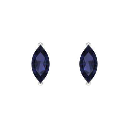 1cttw Marquise Cut Simulated Blue Sapphire Gold-Plated 925 Silver Push Back Stud Earrings