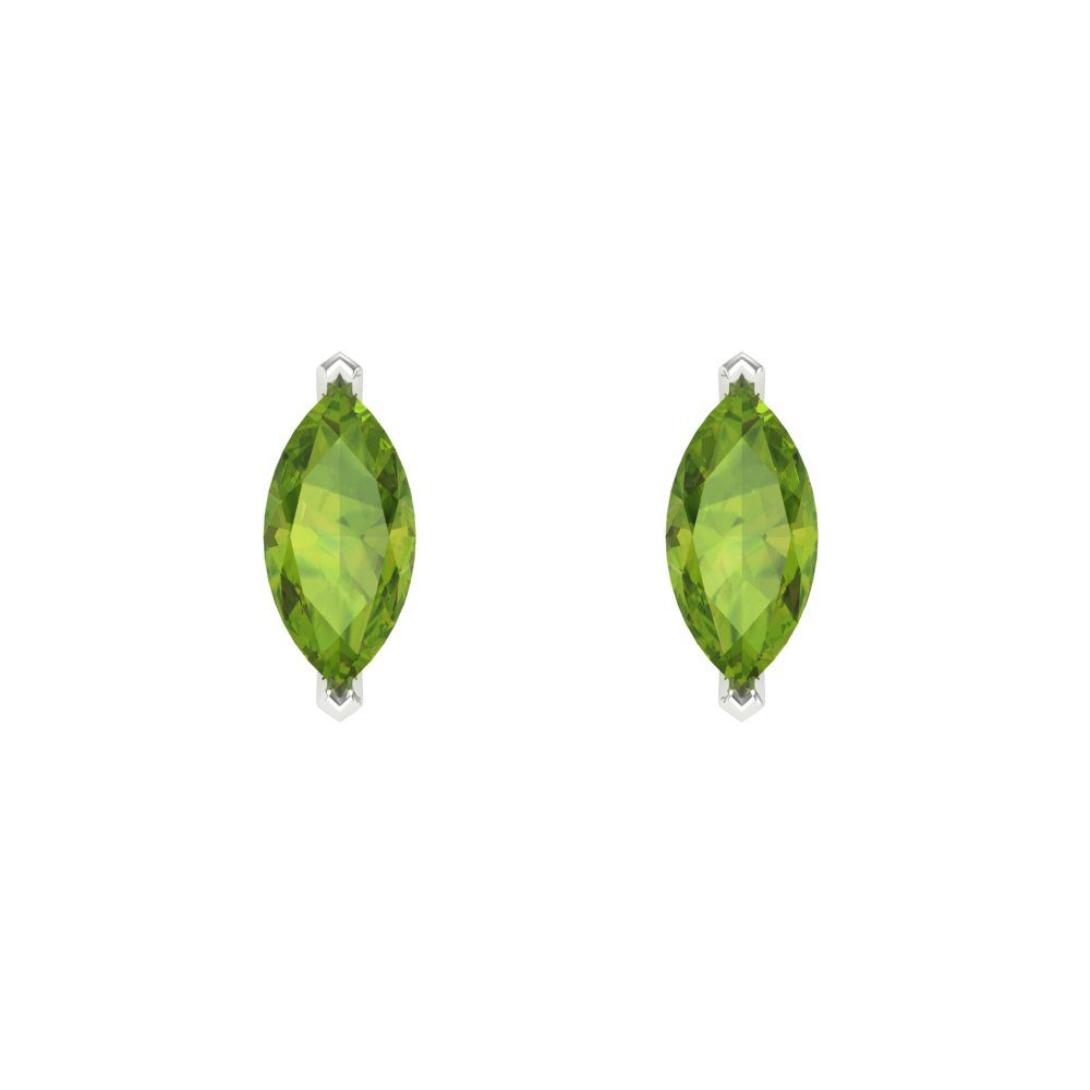 1cttw Marquise Cut Natural Peridot Gold-Plated 925 Silver Push Back Stud Earrings