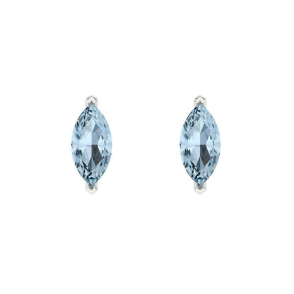 1cttw Marquise Cut Natural Swiss Blue Topaz Gold-Plated 925 Silver Push Back Stud Earrings