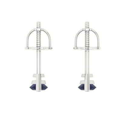 1cttw Marquise Cut Simulated Blue Sapphire Gold-Plated 925 Silver Push Back Stud Earrings