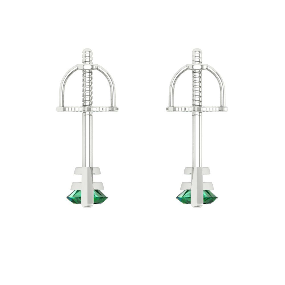 1cttw Marquise Cut Simulated Emerald Gold-Plated 925 Silver Push Back Stud Earrings