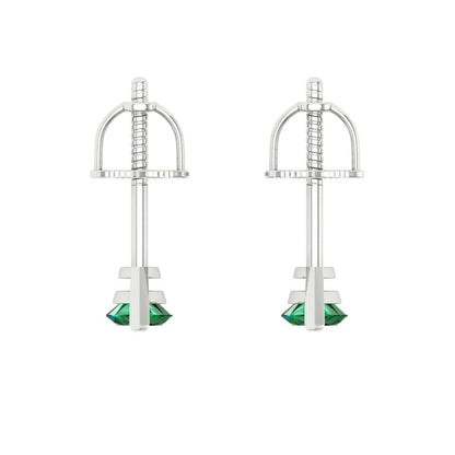 1cttw Marquise Cut Simulated Emerald Gold-Plated 925 Silver Push Back Stud Earrings