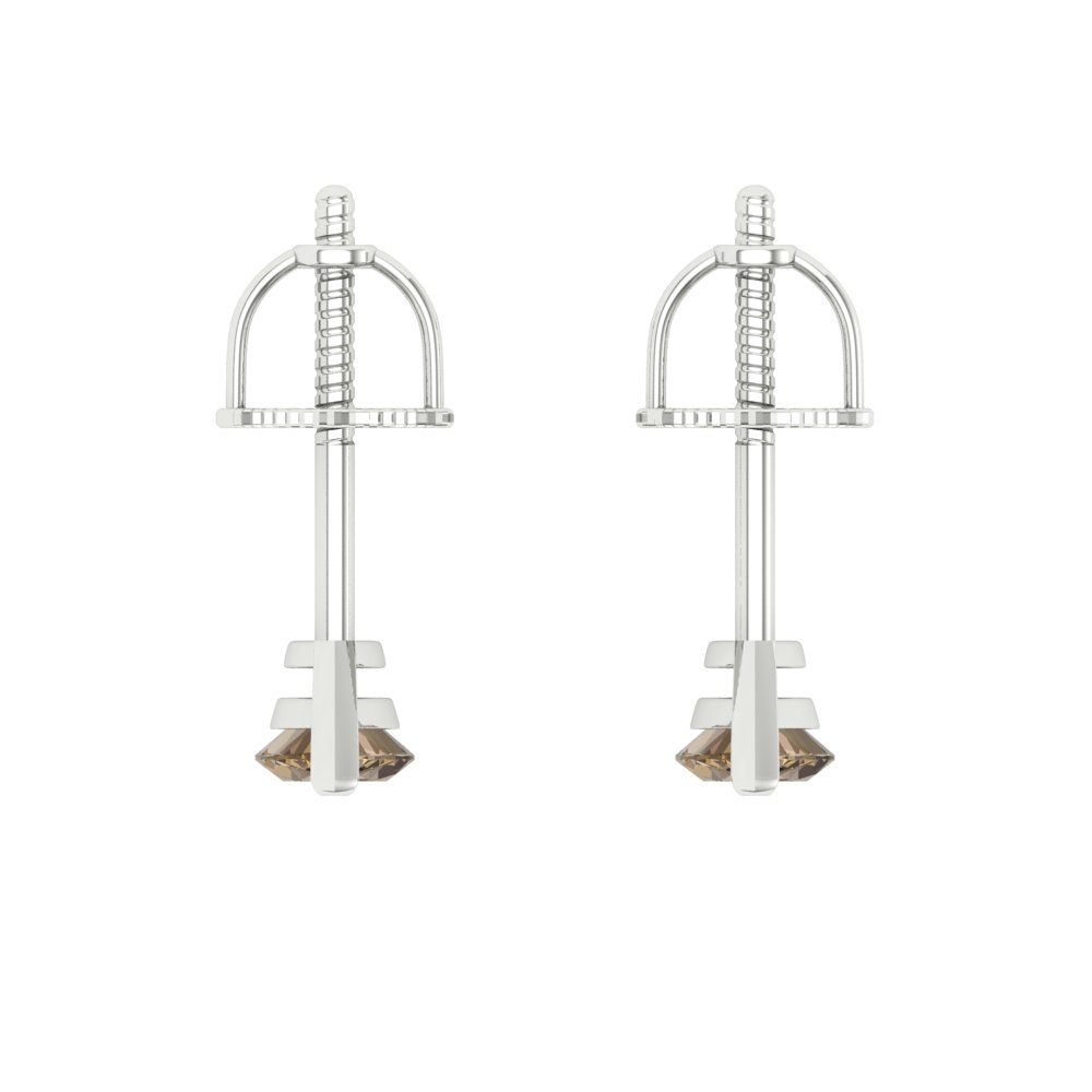 1cttw Marquise Cut Simulated Champagne Diamond Gold-Plated 925 Silver Push Back Stud Earrings