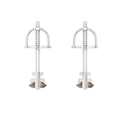 1cttw Marquise Cut Simulated Champagne Diamond Gold-Plated 925 Silver Push Back Stud Earrings