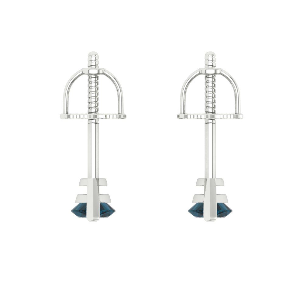 1cttw Marquise Cut Natural London Blue Topaz Gold-Plated 925 Silver Push Back Stud Earrings