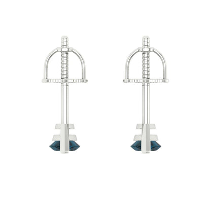 1cttw Marquise Cut Natural London Blue Topaz Gold-Plated 925 Silver Push Back Stud Earrings
