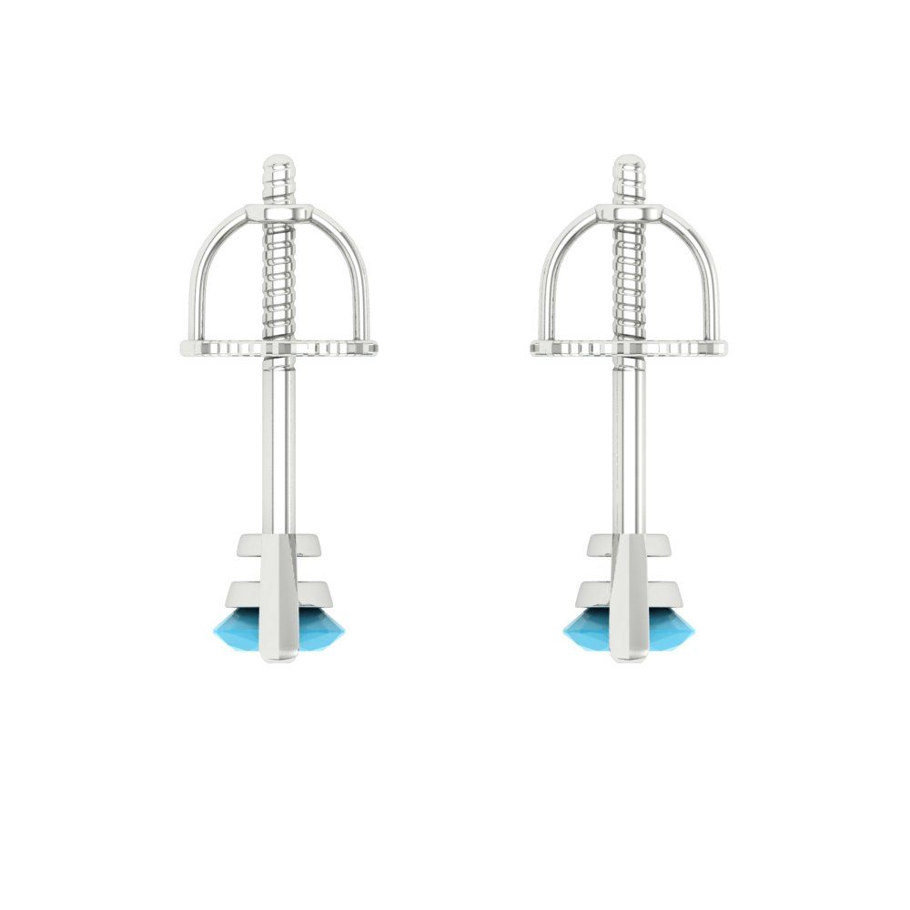 1cttw Marquise Cut Simulated Turquoise Gold-Plated 925 Silver Push Back Stud Earrings