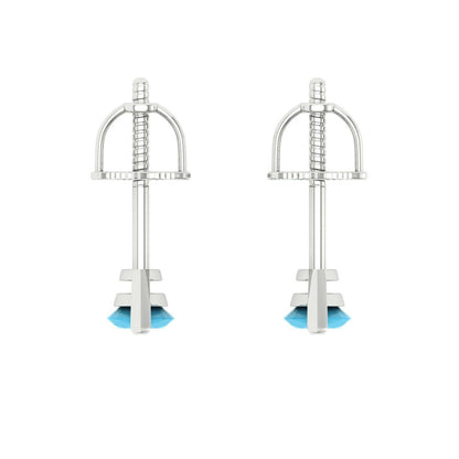 1cttw Marquise Cut Simulated Turquoise Gold-Plated 925 Silver Push Back Stud Earrings