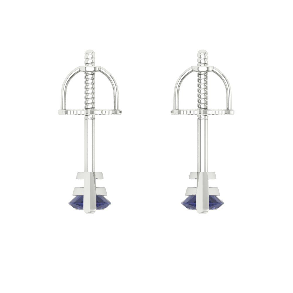 1cttw Marquise Cut Simulated Tanzanite Gold-Plated 925 Silver Push Back Stud Earrings