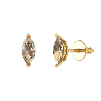 1cttw Marquise Cut Yellow Moissanite Gold-Plated 925 Silver Push Back Stud Earrings