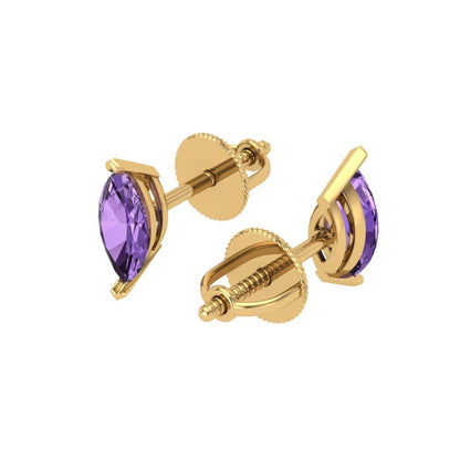 1cttw Marquise Cut Simulated Alexandrite Gold-Plated 925 Silver Push Back Stud Earrings