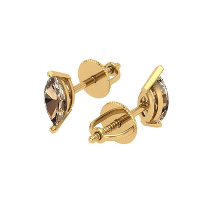 1cttw Marquise Cut Yellow Moissanite Gold-Plated 925 Silver Push Back Stud Earrings