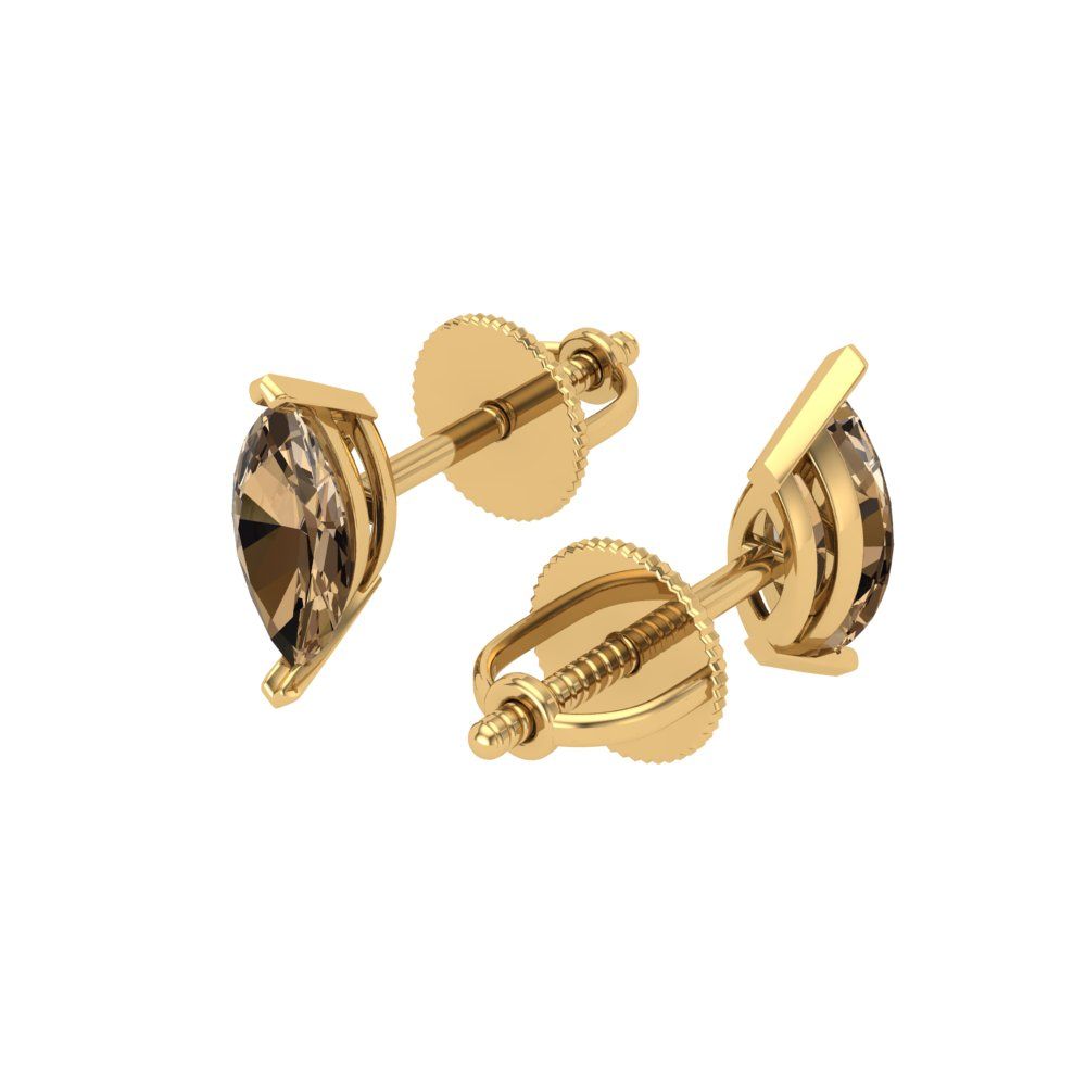 1cttw Marquise Cut Simulated Champagne Diamond Gold-Plated 925 Silver Push Back Stud Earrings