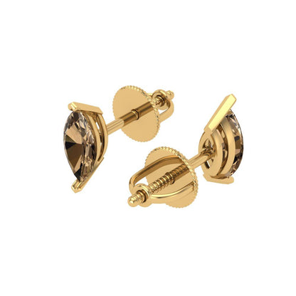 1cttw Marquise Cut Simulated Champagne Diamond Gold-Plated 925 Silver Push Back Stud Earrings