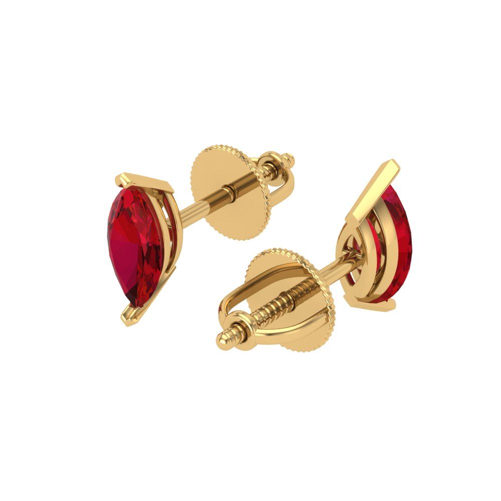 1cttw Marquise Cut Simulated Pink Tourmaline Gold-Plated 925 Silver Push Back Stud Earrings