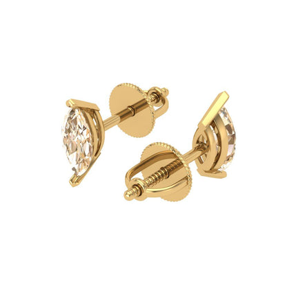 1cttw Marquise Cut Natural Morganite Gold-Plated 925 Silver Push Back Stud Earrings