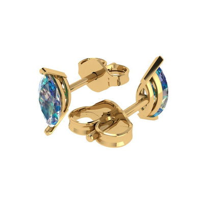 1cttw Marquise Cut Blue Moissanite Gold-Plated 925 Silver Push Back Stud Earrings