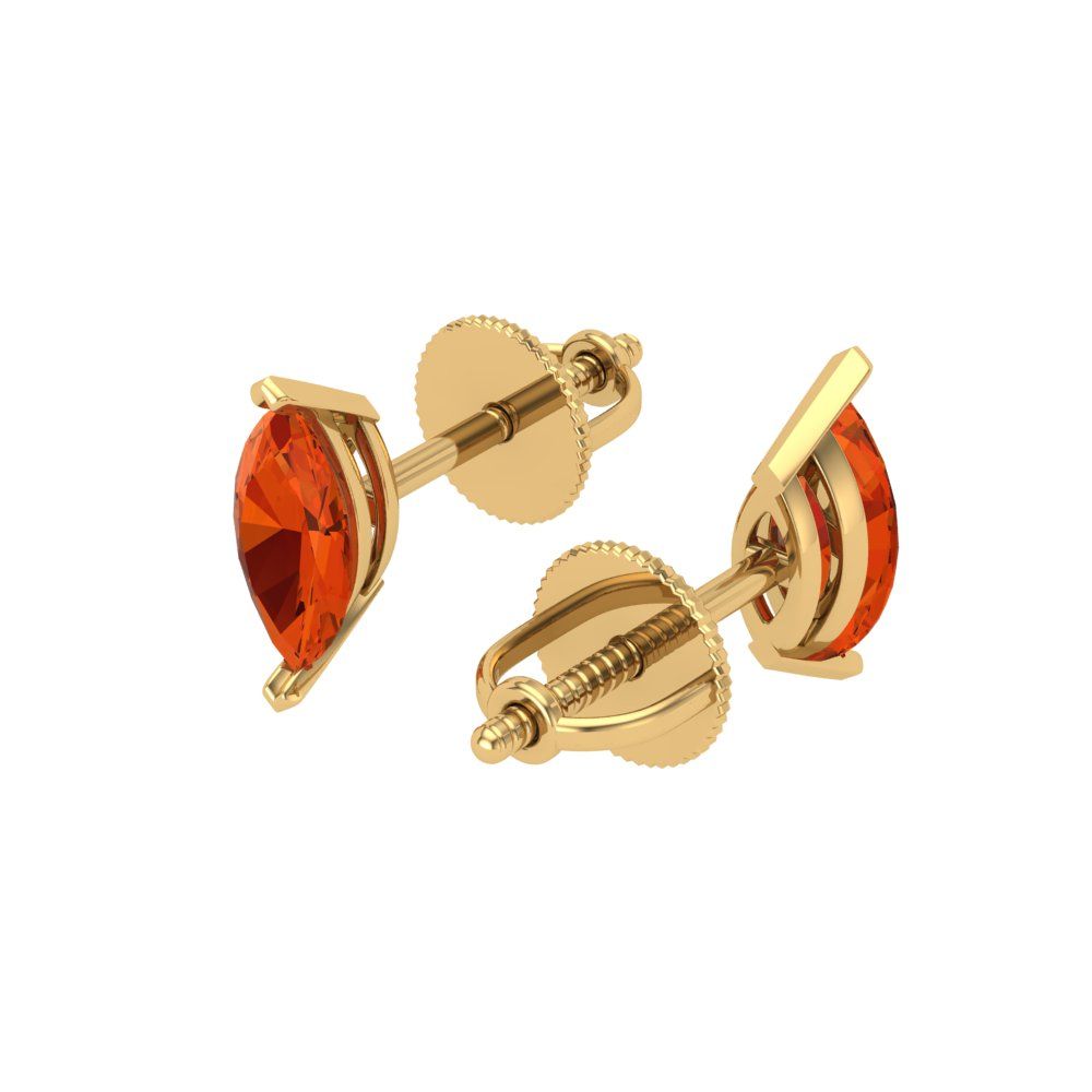 1cttw Marquise Cut Simulated Red Diamond Gold-Plated 925 Silver Push Back Stud Earrings