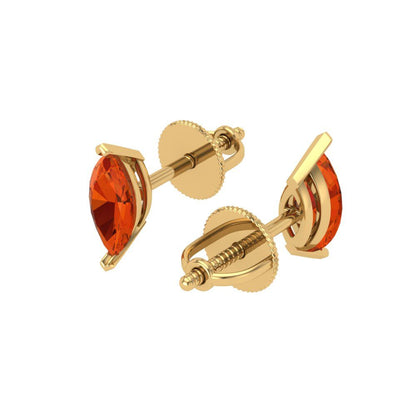 1cttw Marquise Cut Simulated Red Diamond Gold-Plated 925 Silver Push Back Stud Earrings