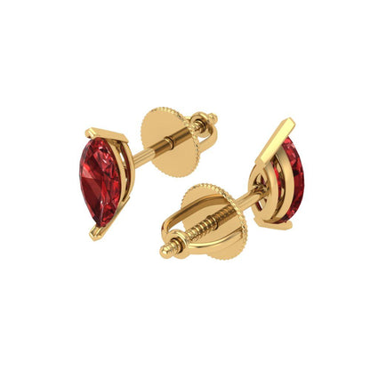 1cttw Marquise Cut Natural Garnet Gold-Plated 925 Silver Push Back Stud Earrings