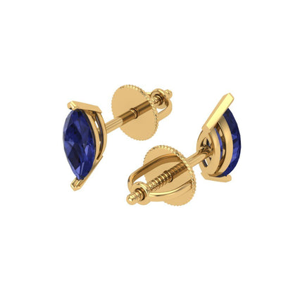 1cttw Marquise Cut Simulated Tanzanite Gold-Plated 925 Silver Push Back Stud Earrings
