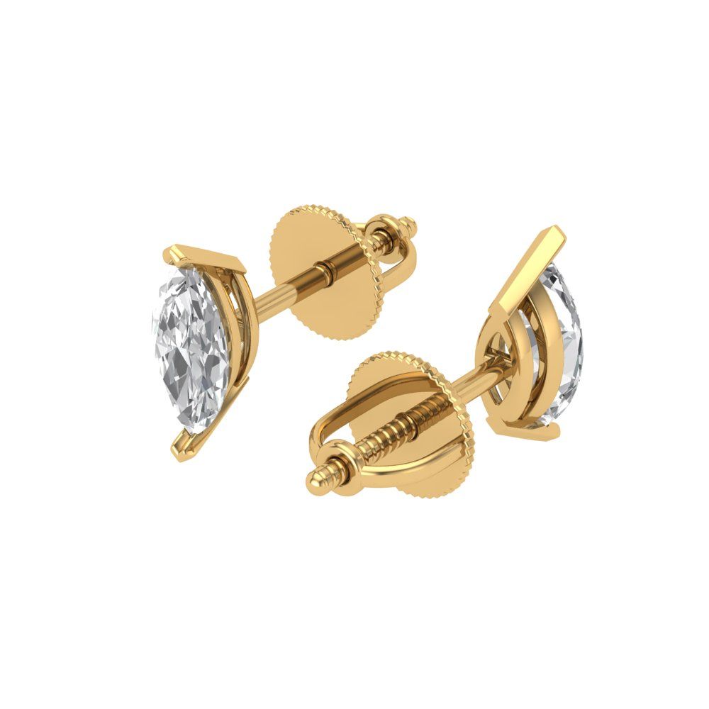 1cttw Marquise Cut Moissanite Gold-Plated 925 Silver Push Back Stud Earrings