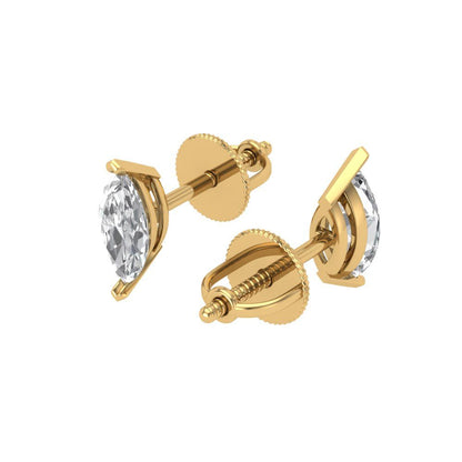 1cttw Marquise Cut Moissanite Gold-Plated 925 Silver Push Back Stud Earrings
