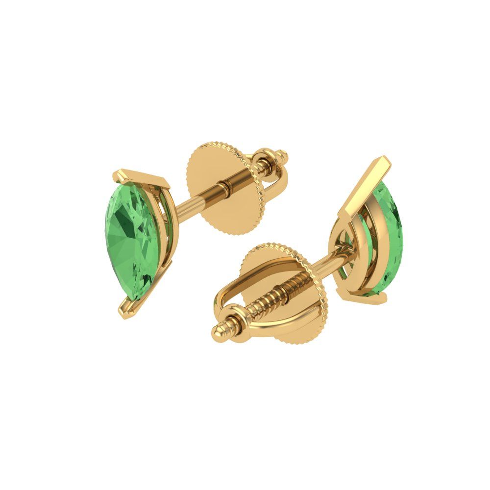 1cttw Marquise Cut Simulated Green Diamond Gold-Plated 925 Silver Push Back Stud Earrings