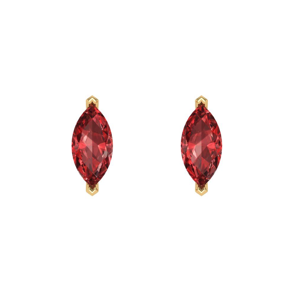 1cttw Marquise Cut Natural Garnet Gold-Plated 925 Silver Push Back Stud Earrings