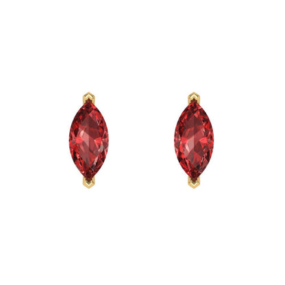 1cttw Marquise Cut Natural Garnet Gold-Plated 925 Silver Push Back Stud Earrings