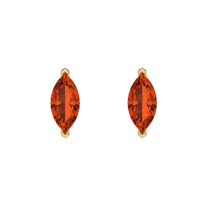 1cttw Marquise Cut Simulated Red Diamond Gold-Plated 925 Silver Push Back Stud Earrings