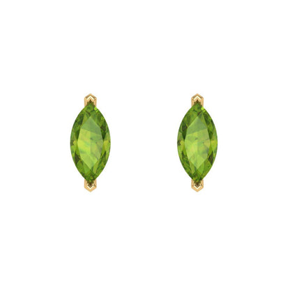 1cttw Marquise Cut Natural Peridot Gold-Plated 925 Silver Push Back Stud Earrings