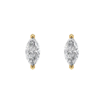 1cttw Marquise Cut Simulated Diamond Gold-Plated 925 Silver Push Back Stud Earrings