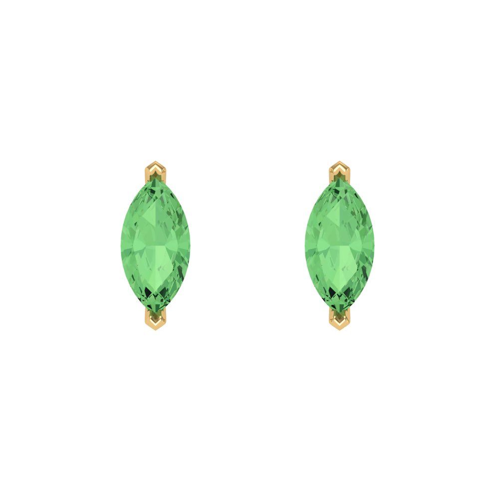 1cttw Marquise Cut Simulated Green Diamond Gold-Plated 925 Silver Push Back Stud Earrings