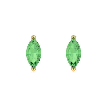 1cttw Marquise Cut Simulated Green Diamond Gold-Plated 925 Silver Push Back Stud Earrings