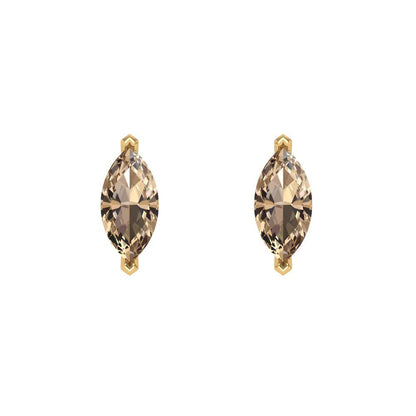 1cttw Marquise Cut Yellow Moissanite Gold-Plated 925 Silver Push Back Stud Earrings
