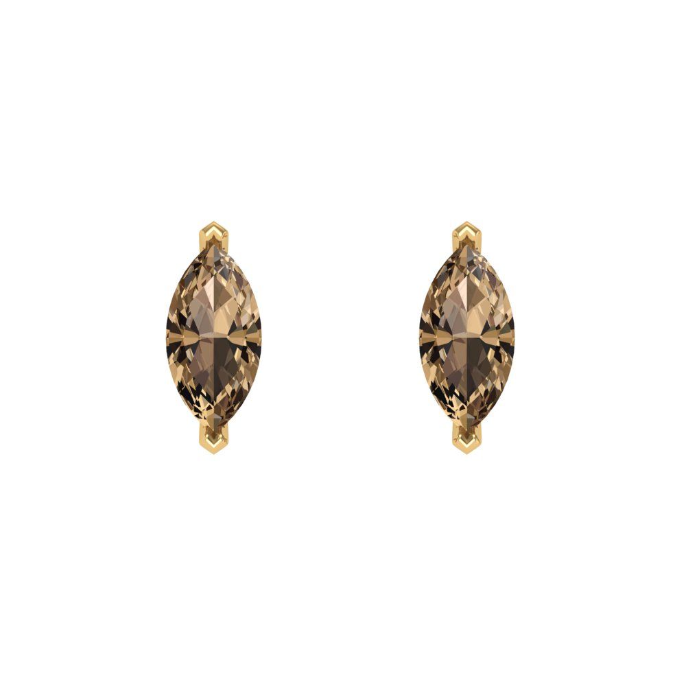 1cttw Marquise Cut Simulated Champagne Diamond Gold-Plated 925 Silver Push Back Stud Earrings