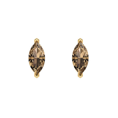 1cttw Marquise Cut Simulated Champagne Diamond Gold-Plated 925 Silver Push Back Stud Earrings