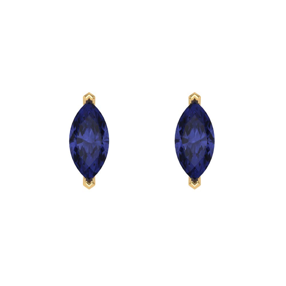 1cttw Marquise Cut Simulated Tanzanite Gold-Plated 925 Silver Push Back Stud Earrings
