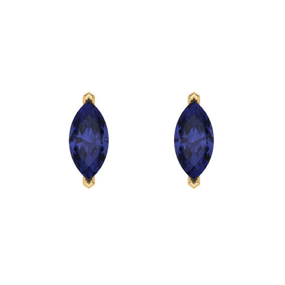 1cttw Marquise Cut Simulated Tanzanite Gold-Plated 925 Silver Push Back Stud Earrings