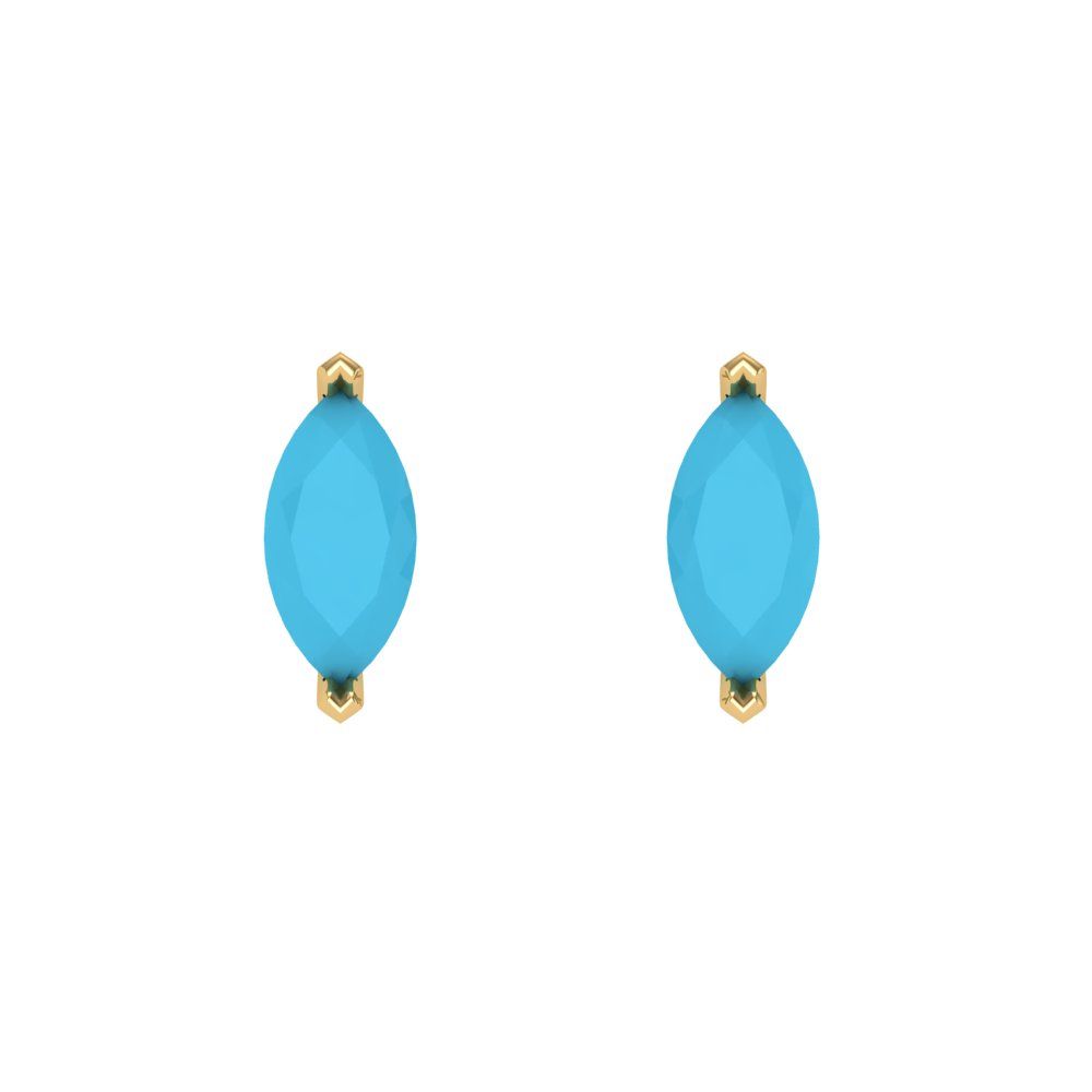 1cttw Marquise Cut Simulated Turquoise Gold-Plated 925 Silver Push Back Stud Earrings