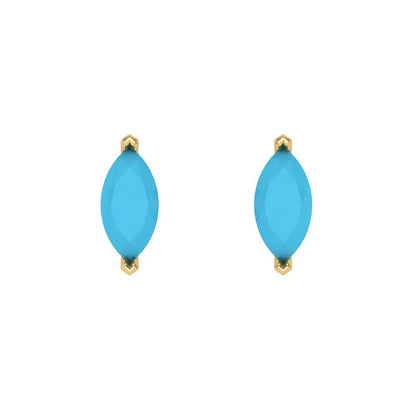 1cttw Marquise Cut Simulated Turquoise Gold-Plated 925 Silver Push Back Stud Earrings
