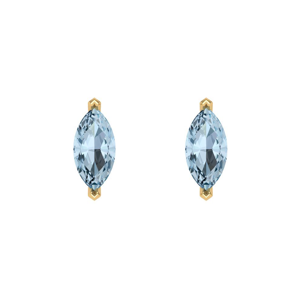 1cttw Marquise Cut Natural Aquamarine Gold-Plated 925 Silver Push Back Stud Earrings