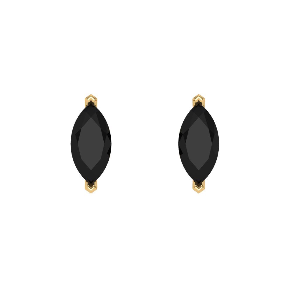 1cttw Marquise Cut Natural Onyx Gold-Plated 925 Silver Push Back Stud Earrings