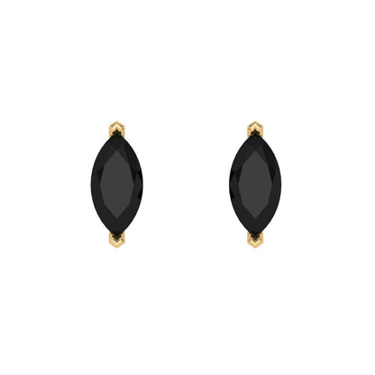 1cttw Marquise Cut Natural Onyx Gold-Plated 925 Silver Push Back Stud Earrings