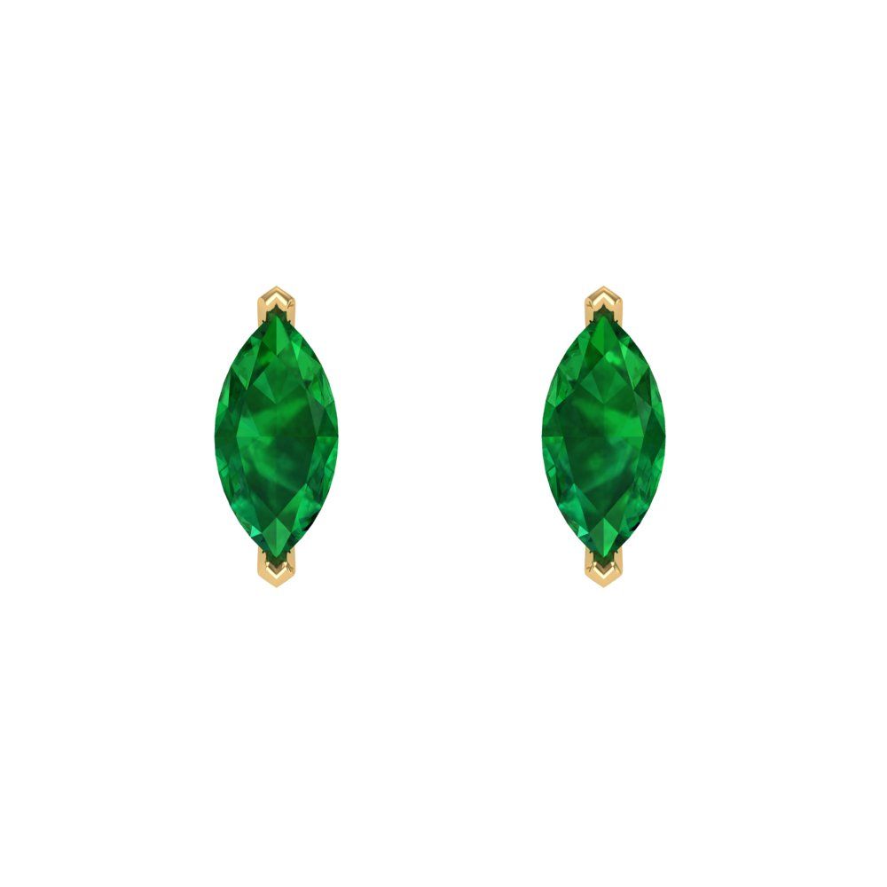1cttw Marquise Cut Simulated Emerald Gold-Plated 925 Silver Push Back Stud Earrings
