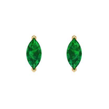 1cttw Marquise Cut Simulated Emerald Gold-Plated 925 Silver Push Back Stud Earrings