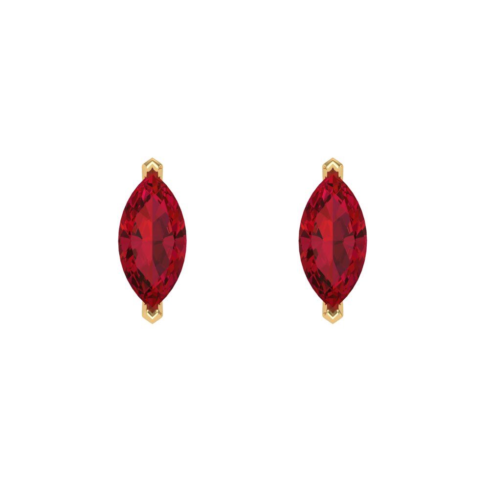 1cttw Marquise Cut Simulated Ruby Gold-Plated 925 Silver Push Back Stud Earrings